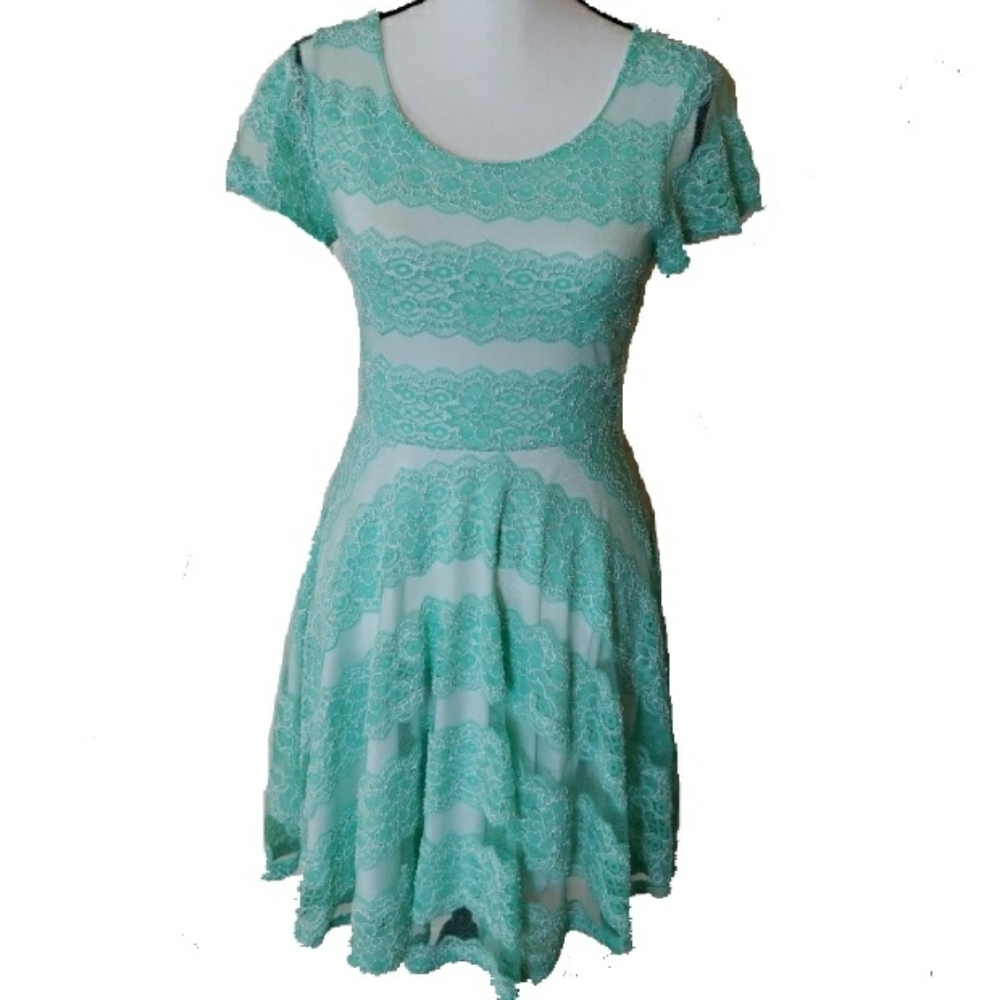 Rachel Kate aqua lace dress